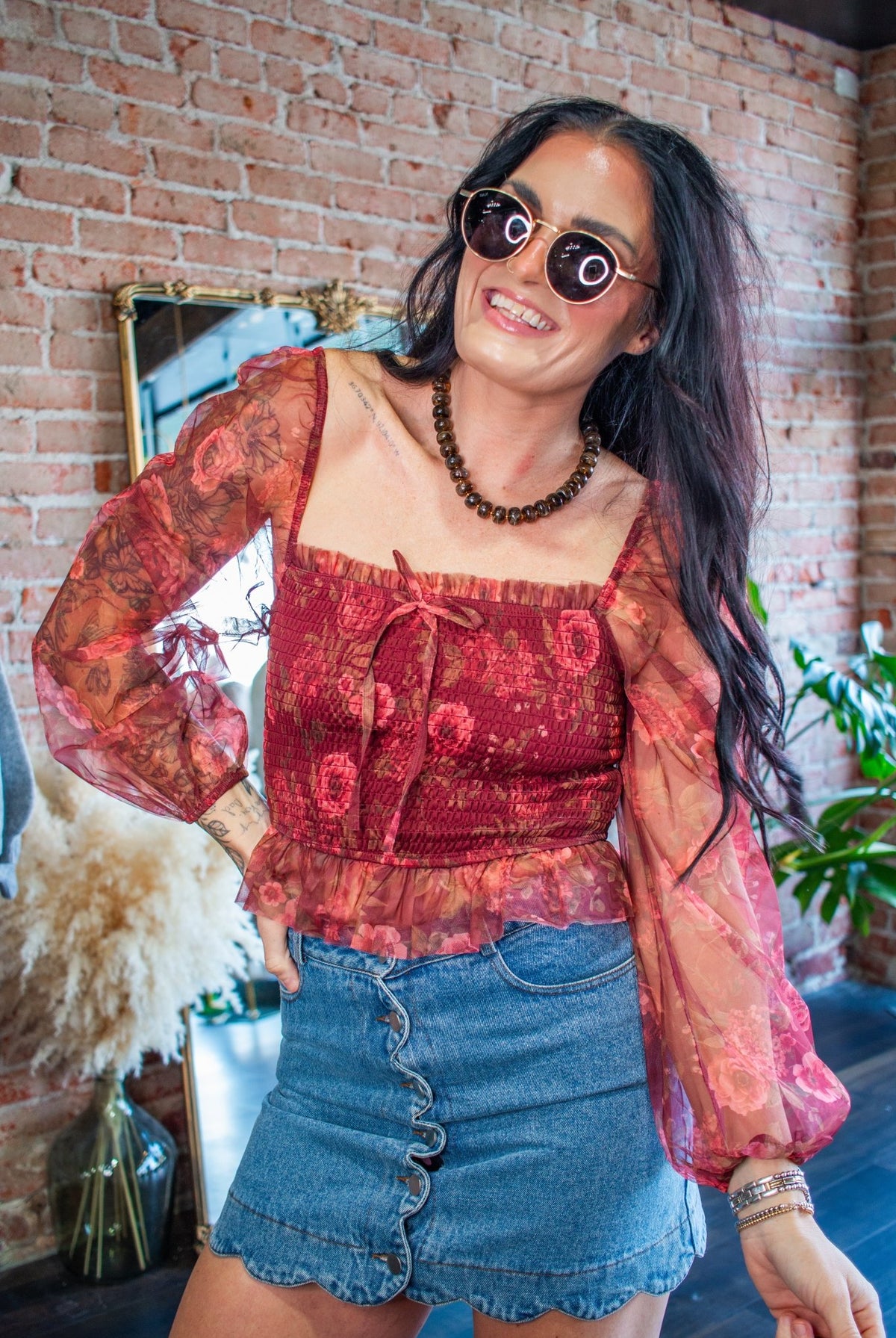 Wildflower Romance Smocked Floral Chiffon Blouse - Southern Chic Tees & Boutique