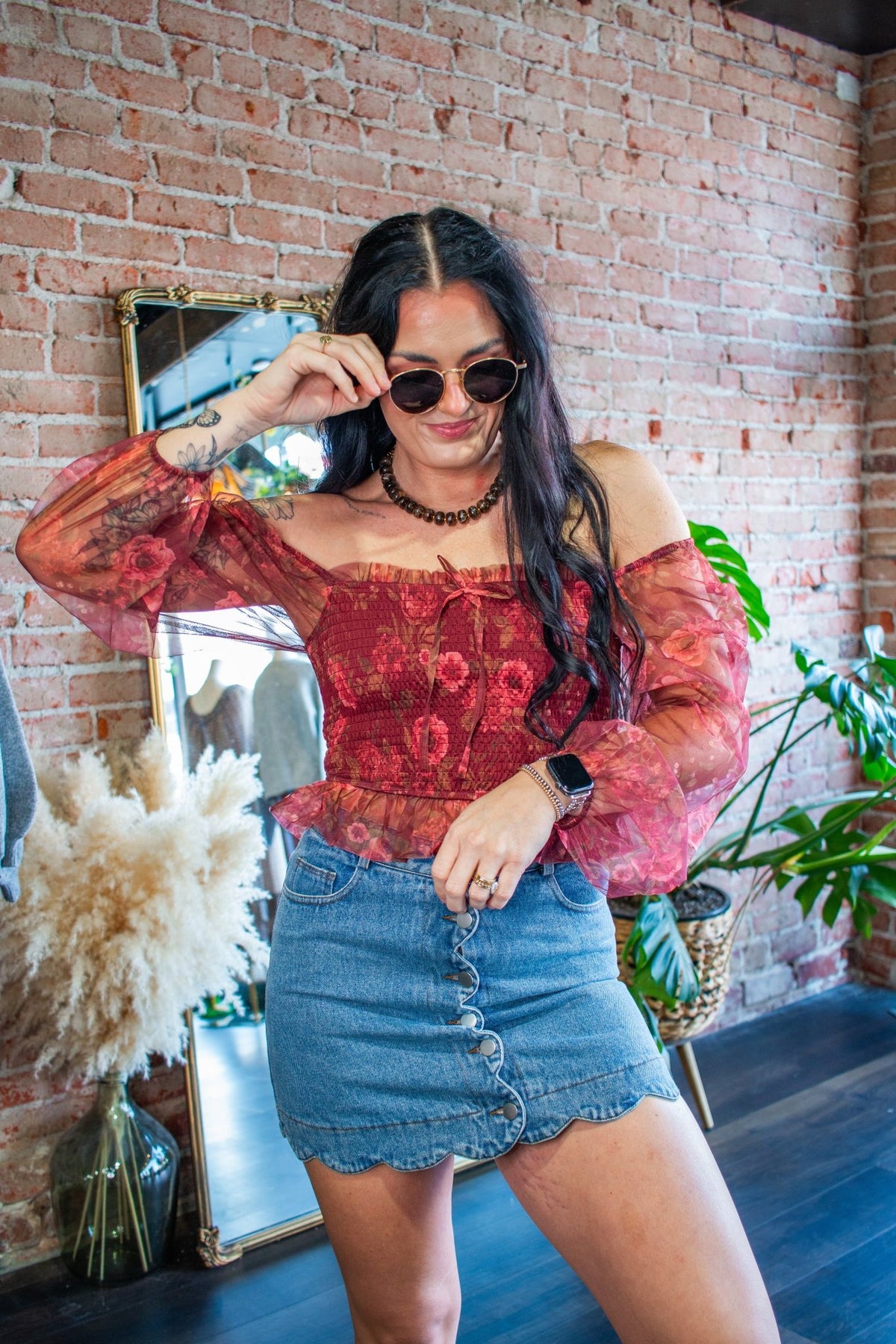 Wildflower Romance Smocked Floral Chiffon Blouse - Southern Chic Tees & Boutique