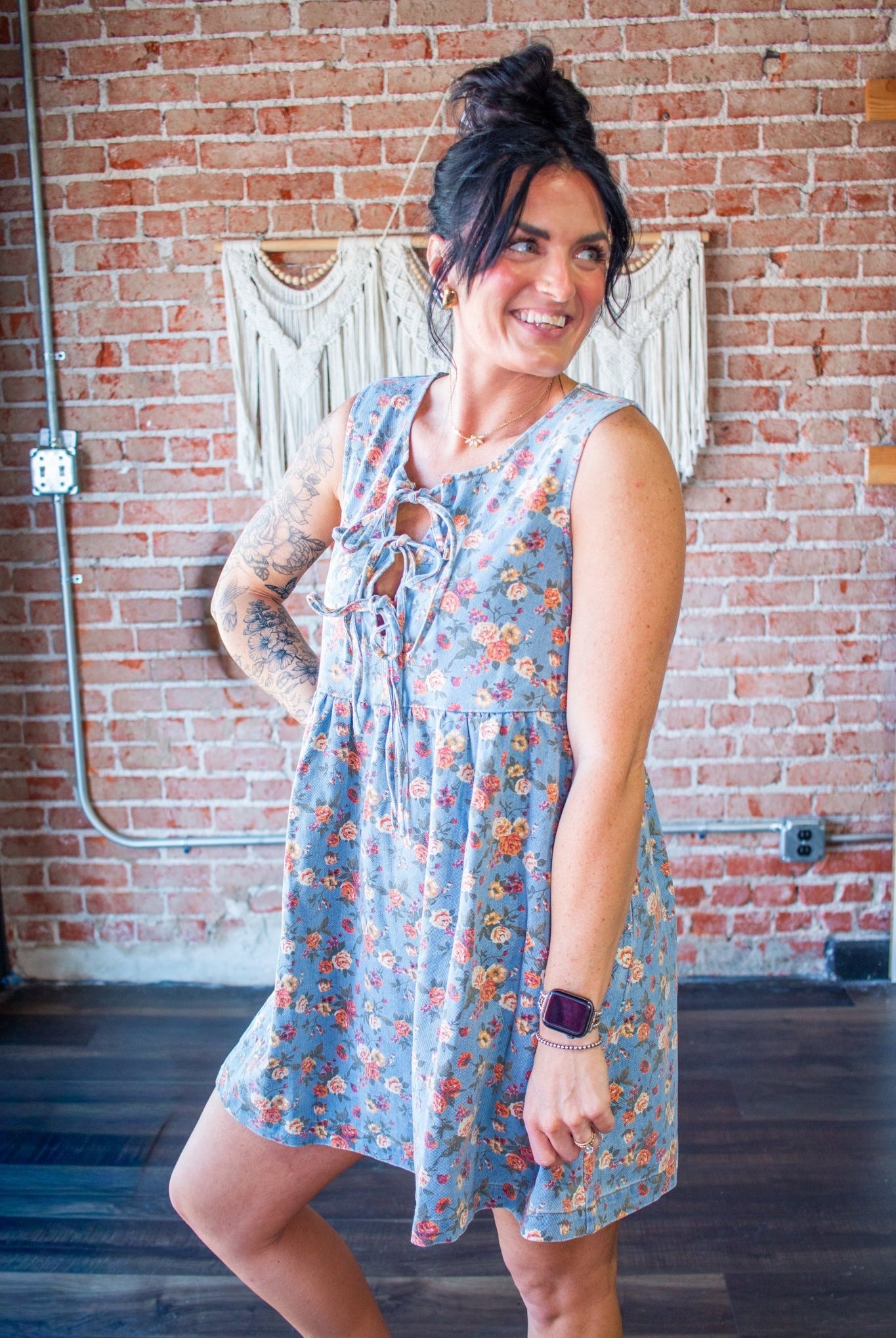 Wildflower Romance: Tie-Front Cotton Babydoll Dress - Southern Chic Tees & Boutique