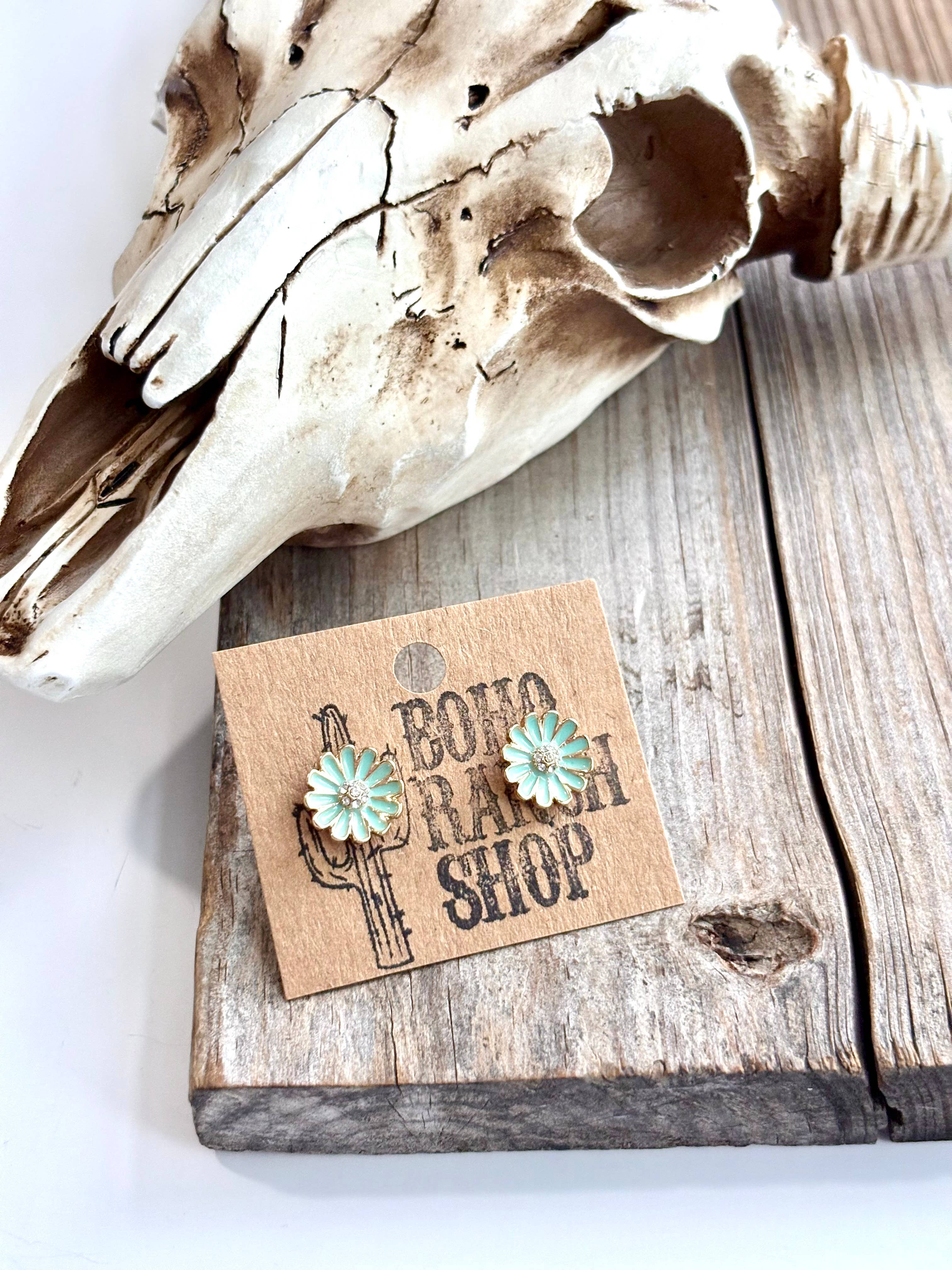 Mint Daisy Earrings