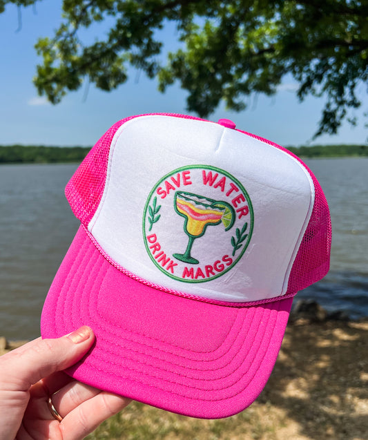 Save Water Drink Margs Hot Pink Trucker Hat