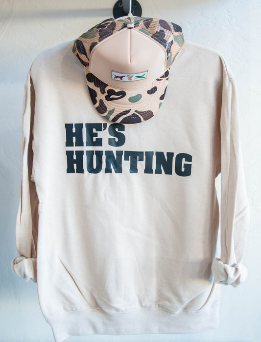 He's Hunting Black Sweatshirt