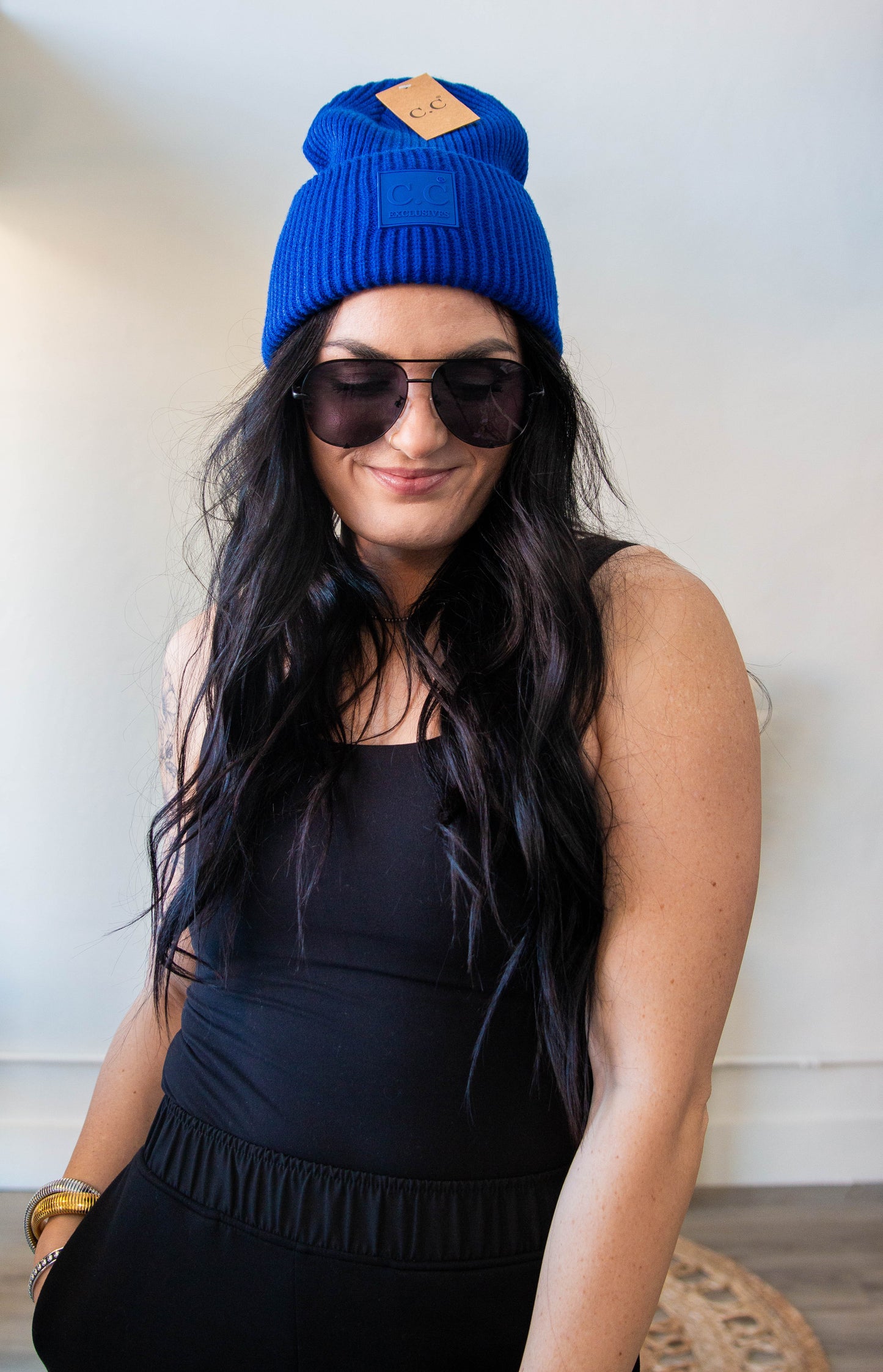 Ribbed CC Beanie-Cobalt Blue