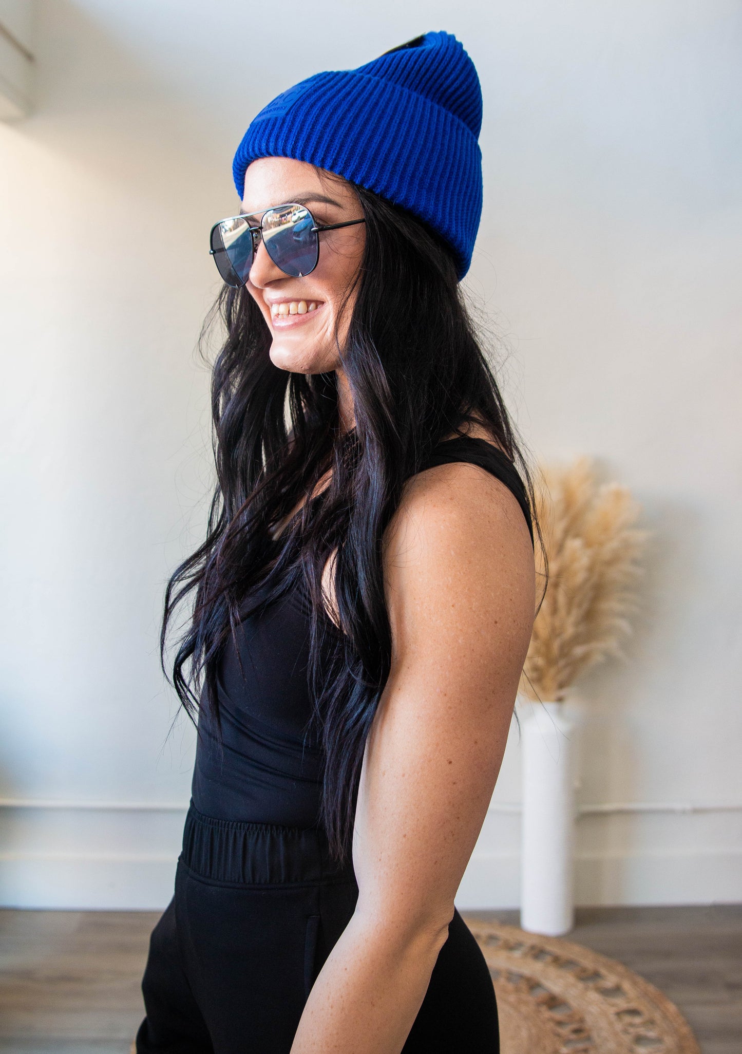 Ribbed CC Beanie-Cobalt Blue