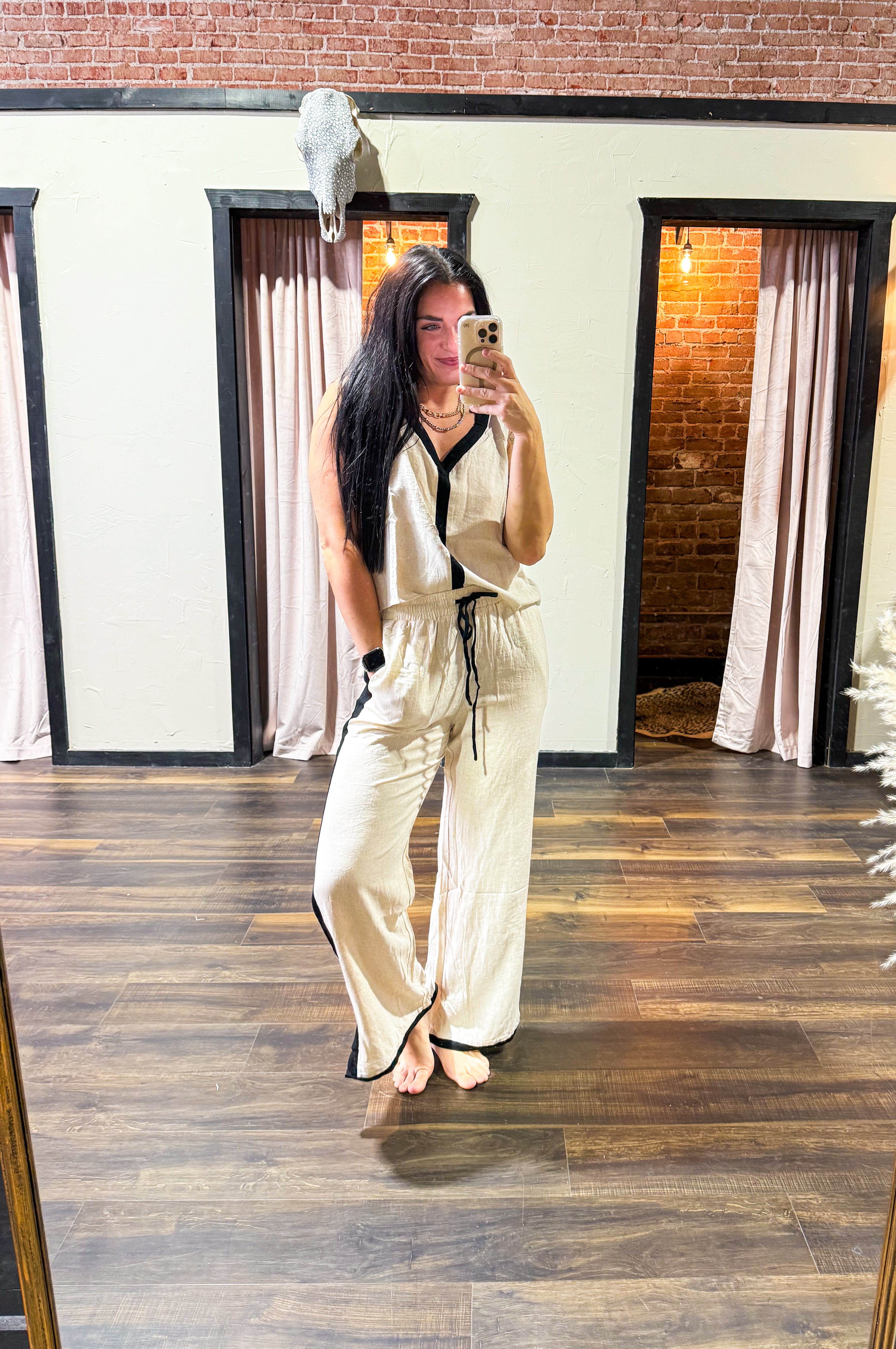 Linen Cream and black set