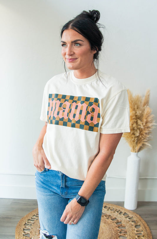 Grunge Checkered Mama Tee