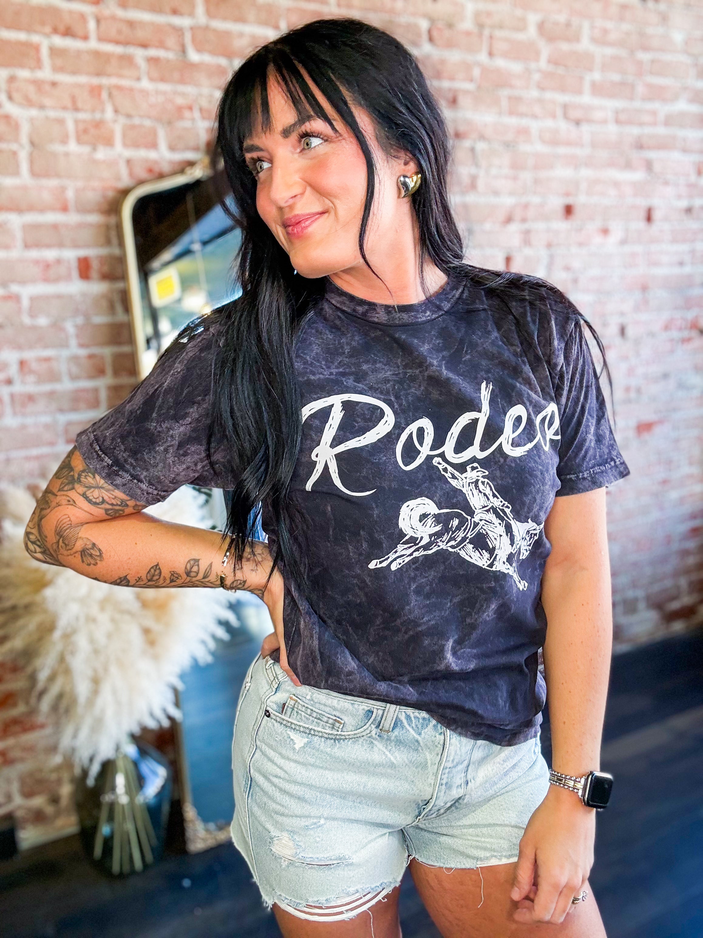 acid wash rodeo graphic tee
