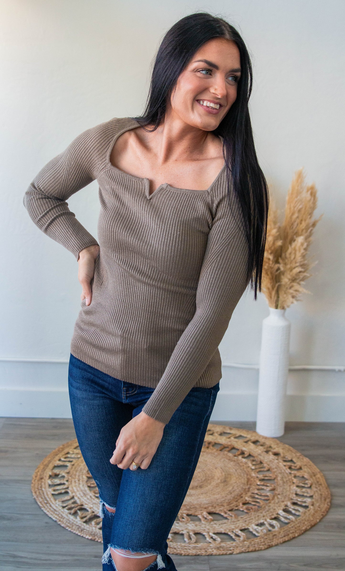 Chic Ribbed Long Sleeve Top