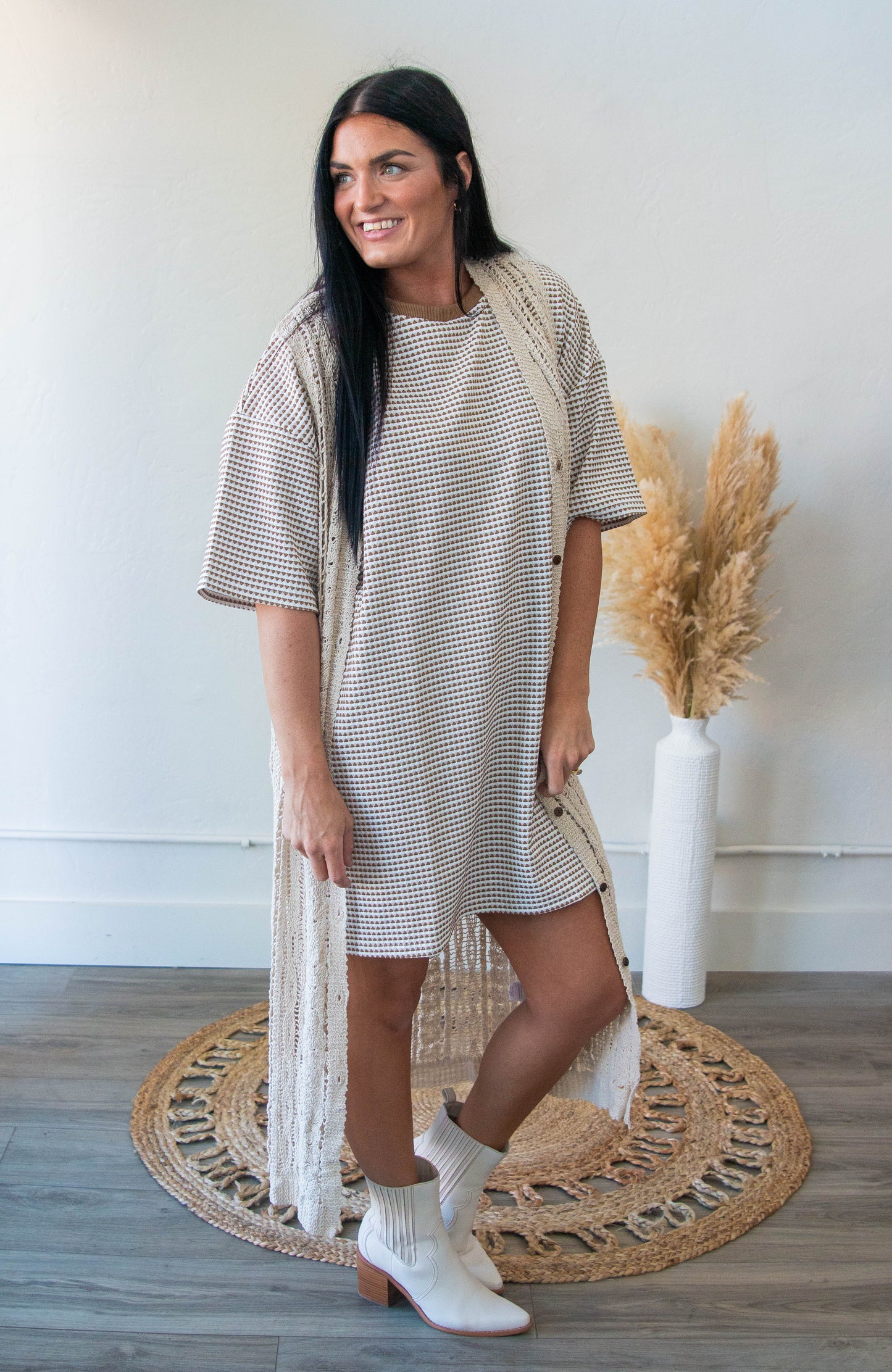 Textured Knit Oversized Dress