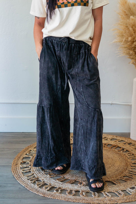 Mineral Wash Wide Leg Pants