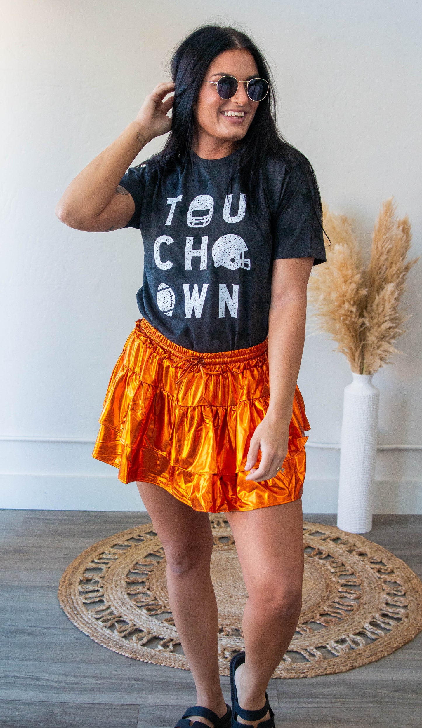 Foiled Game Day Skort - Orange