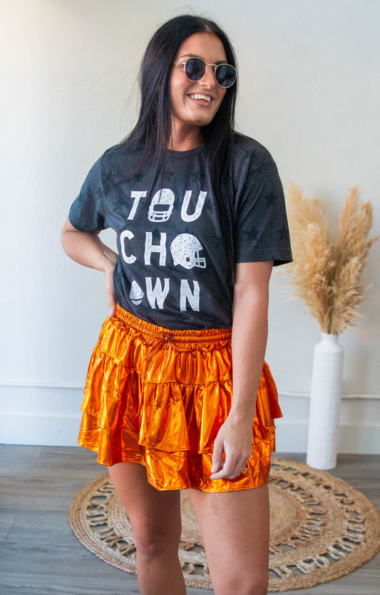 Foiled Game Day Skort - Orange