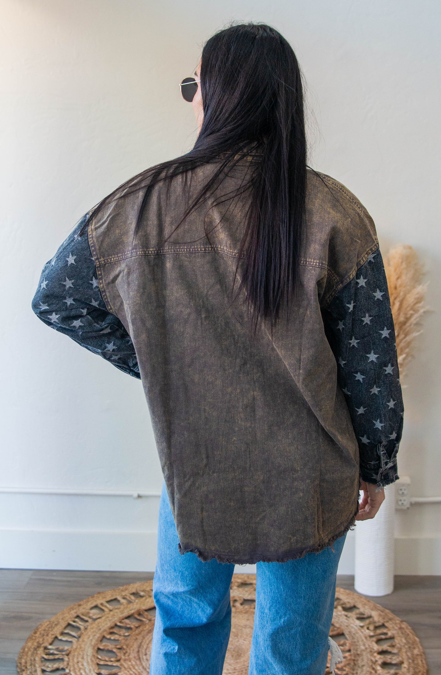 Mineral Wash Denim Star Shacket