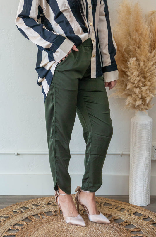 Olive Satin Pant