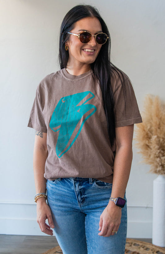 Turquoise Cactus Bolt Tee