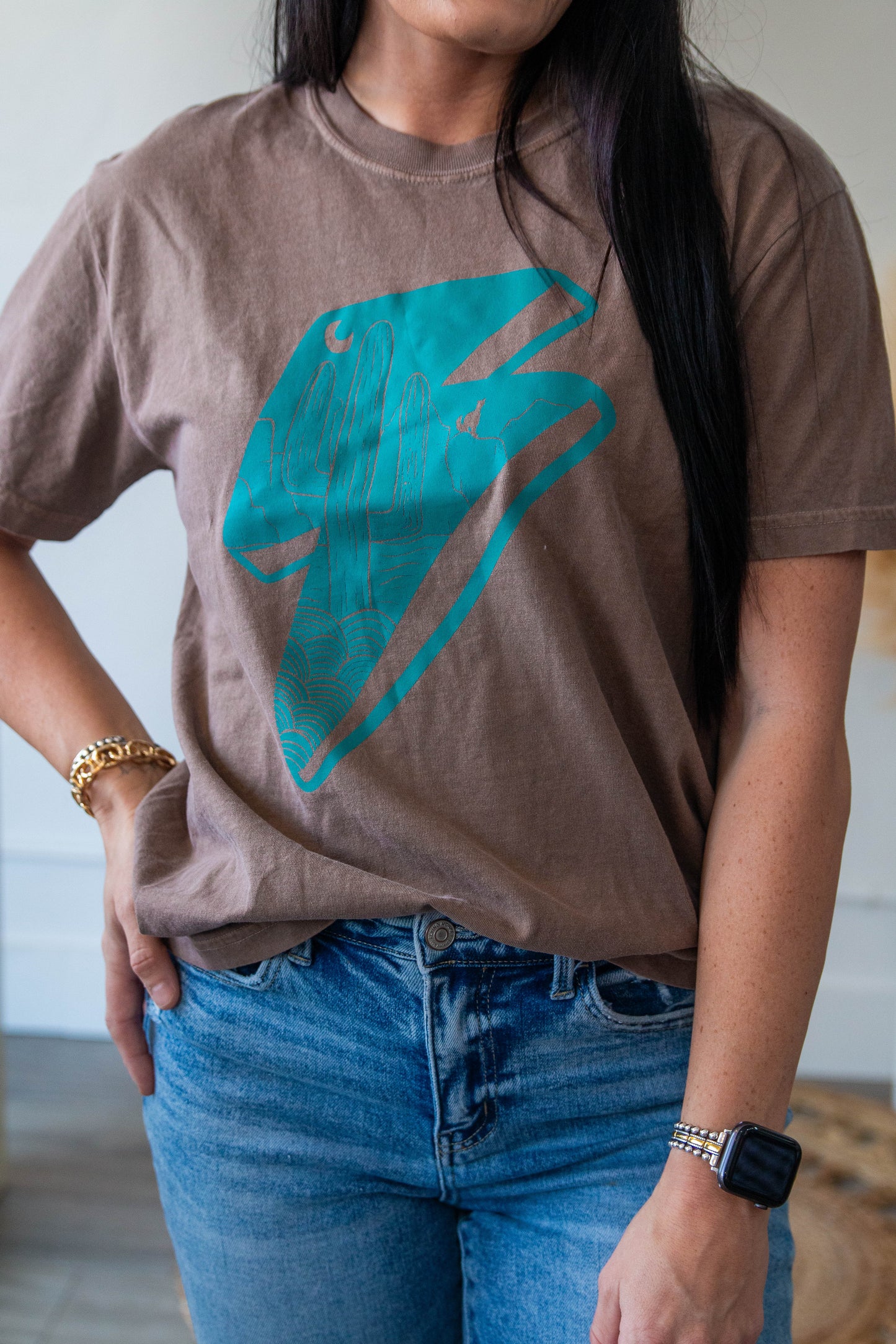 Turquoise Cactus Bolt Tee