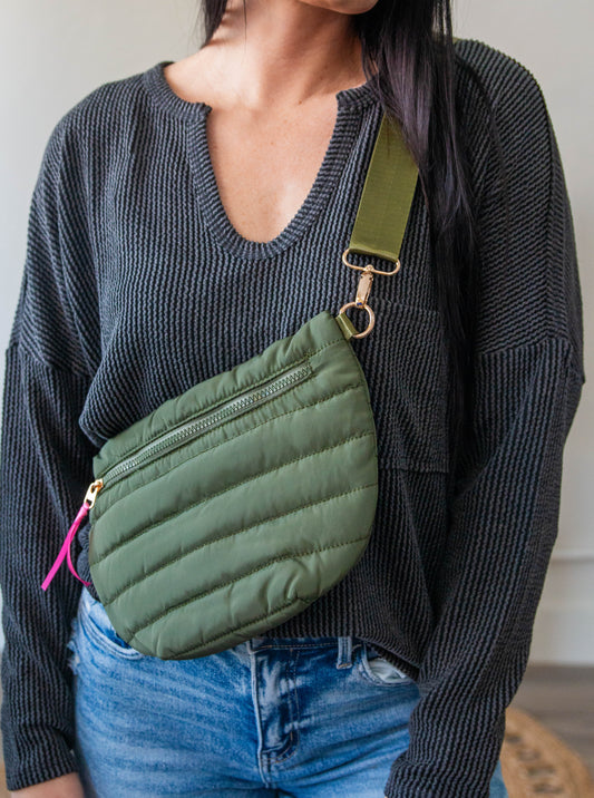 Jolie Puffer Belt Bag-Olive