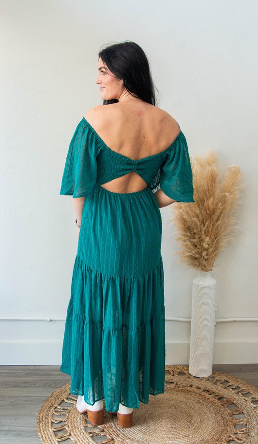 Forest Green Open Back Dress