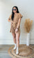 Acid Wash Waffle Knit Romper Mocha