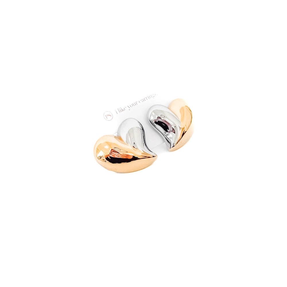 Two toned heart earrings