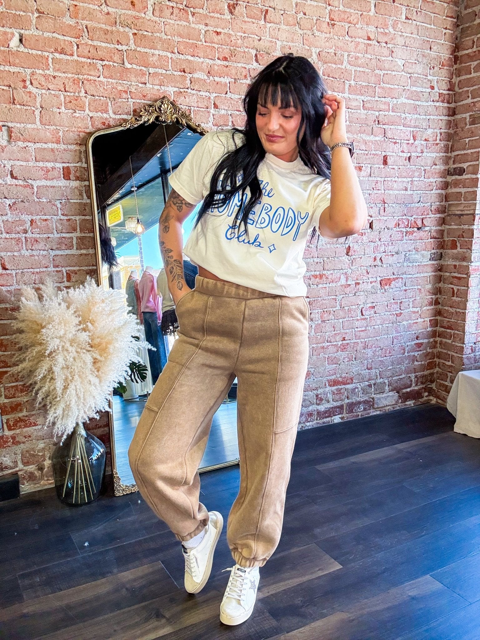 Acid Wash Lounge Joggers | Camel - Southern Chic Tees & Boutique