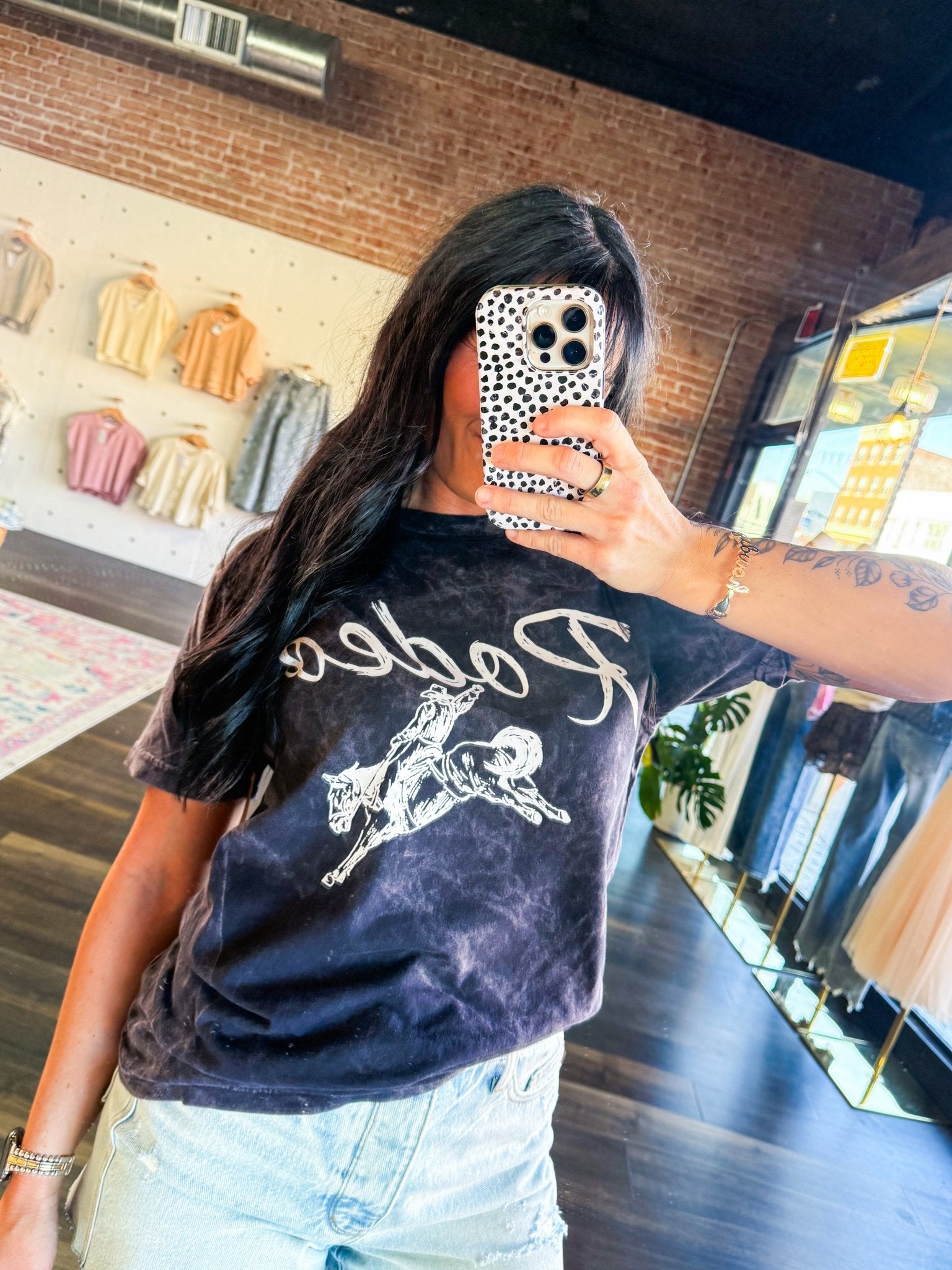 Acid Wash Rodeo Graphic Tee - Trendy Western Cotton T-Shirt - Southern Chic Tees & Boutique