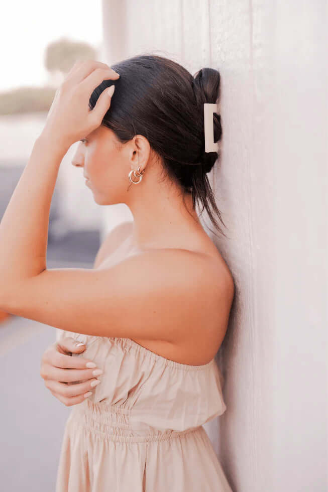 Almond Beige Teleties Flat Square Clip - Southern Chic Tees & Boutique