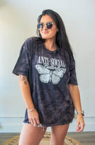 Anti - Social Butterfly Mineral Wash Graphic Tee - Southern Chic Tees & Boutique