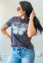 Anti - Social Butterfly Mineral Wash Graphic Tee - Southern Chic Tees & Boutique