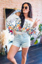 Aria Floral Embroidered Off - The - Shoulder Smocked Crop Top - Southern Chic Tees & Boutique