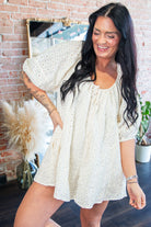 Aura Eyelet Babydoll Romper | Flowy Puff Sleeve Summer Romper | Cream - Southern Chic Tees & Boutique
