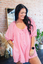 Aura Eyelet Babydoll Romper | Flowy Puff Sleeve Summer Romper | Rose Pink - Southern Chic Tees & Boutique