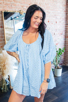 Aura Eyelet Babydoll Romper | Flowy Puff Sleeve Summer Romper | Sky Blue - Southern Chic Tees & Boutique