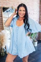 Aura Eyelet Babydoll Romper | Flowy Puff Sleeve Summer Romper | Sky Blue - Southern Chic Tees & Boutique