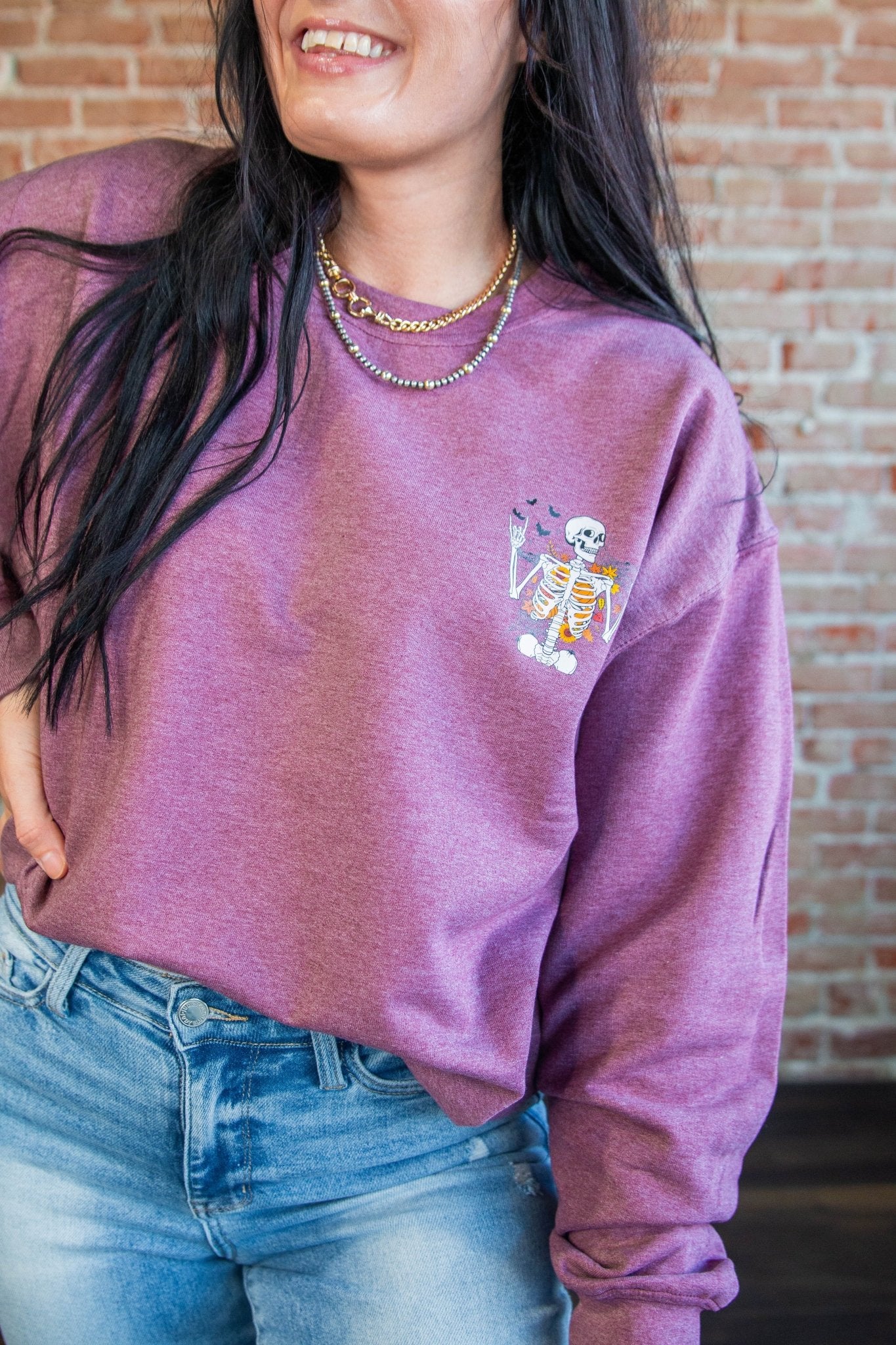 Autumn Leaves Skellie Sweatshirt - Southern Chic Tees & Boutique