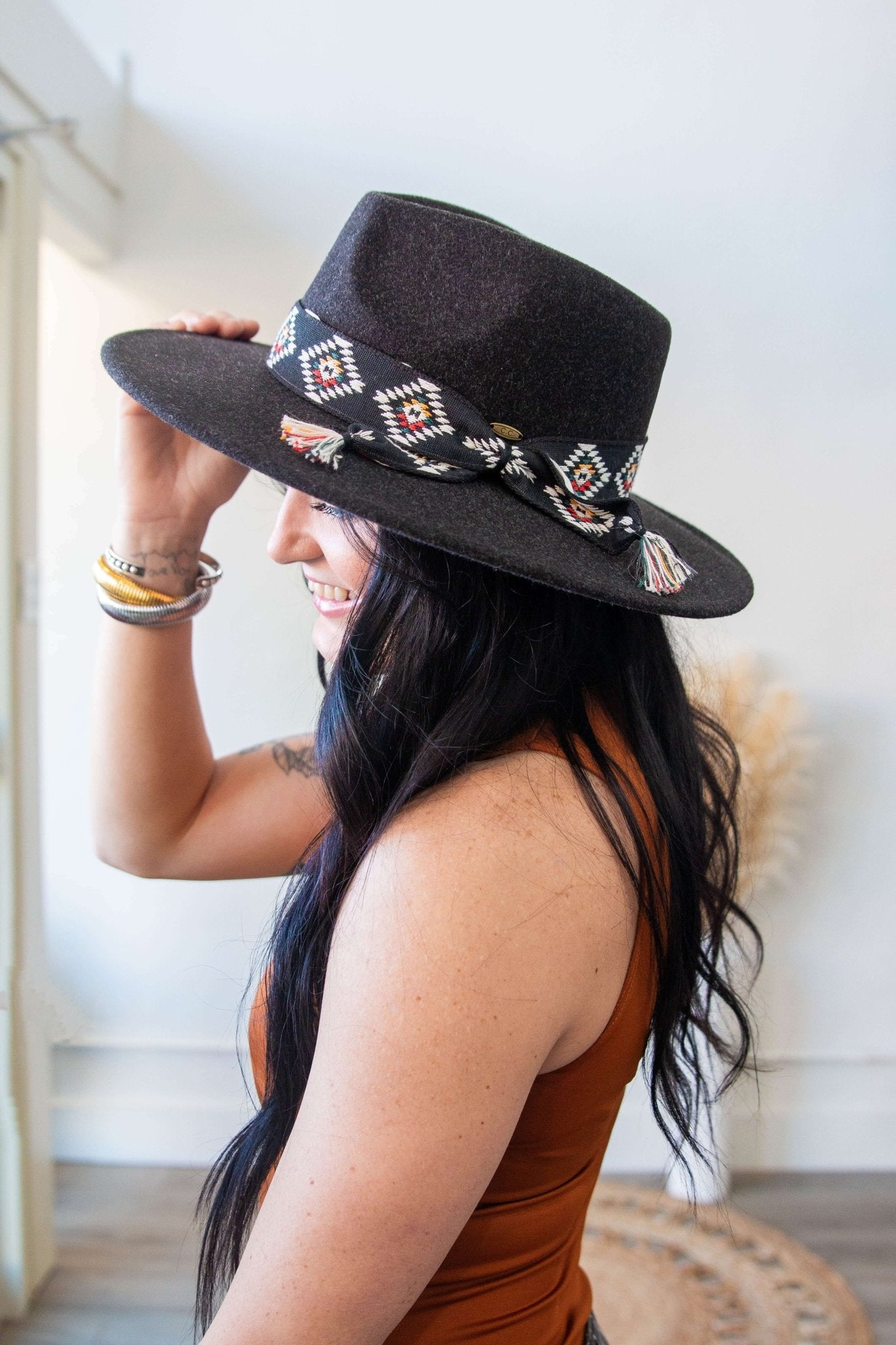 Aztec CC Panama Hat - Heather Black - Southern Chic Tees & Boutique