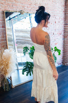 Beige Strapless Mixed Media Tiered Lace Midi Dress - Southern Chic Tees & Boutique