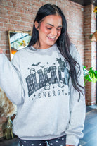 Black Cat Energy Faux Embroidery Graphic Sweatshirt - Southern Chic Tees & Boutique