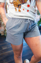 Black Gingham Drawstring Shorts with Pockets | Breezy Summer Loungewear - Southern Chic Tees & Boutique