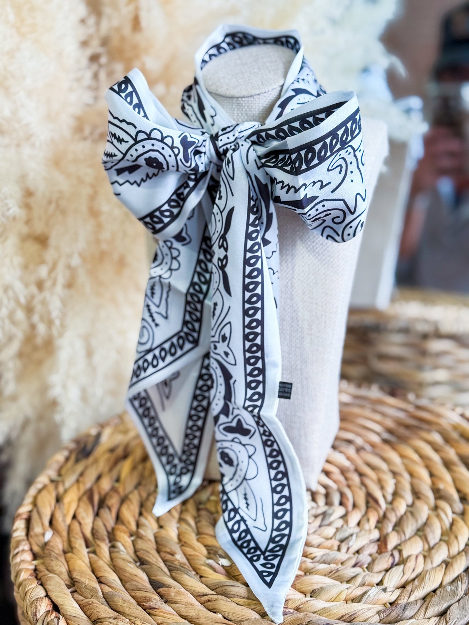 Black & White Bandana Twilly Scarf - Southern Chic Tees & Boutique