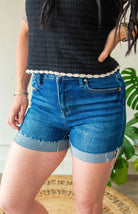 Blue Jean Babe Cuff Shorts - Dark Wash - Southern Chic Tees & Boutique