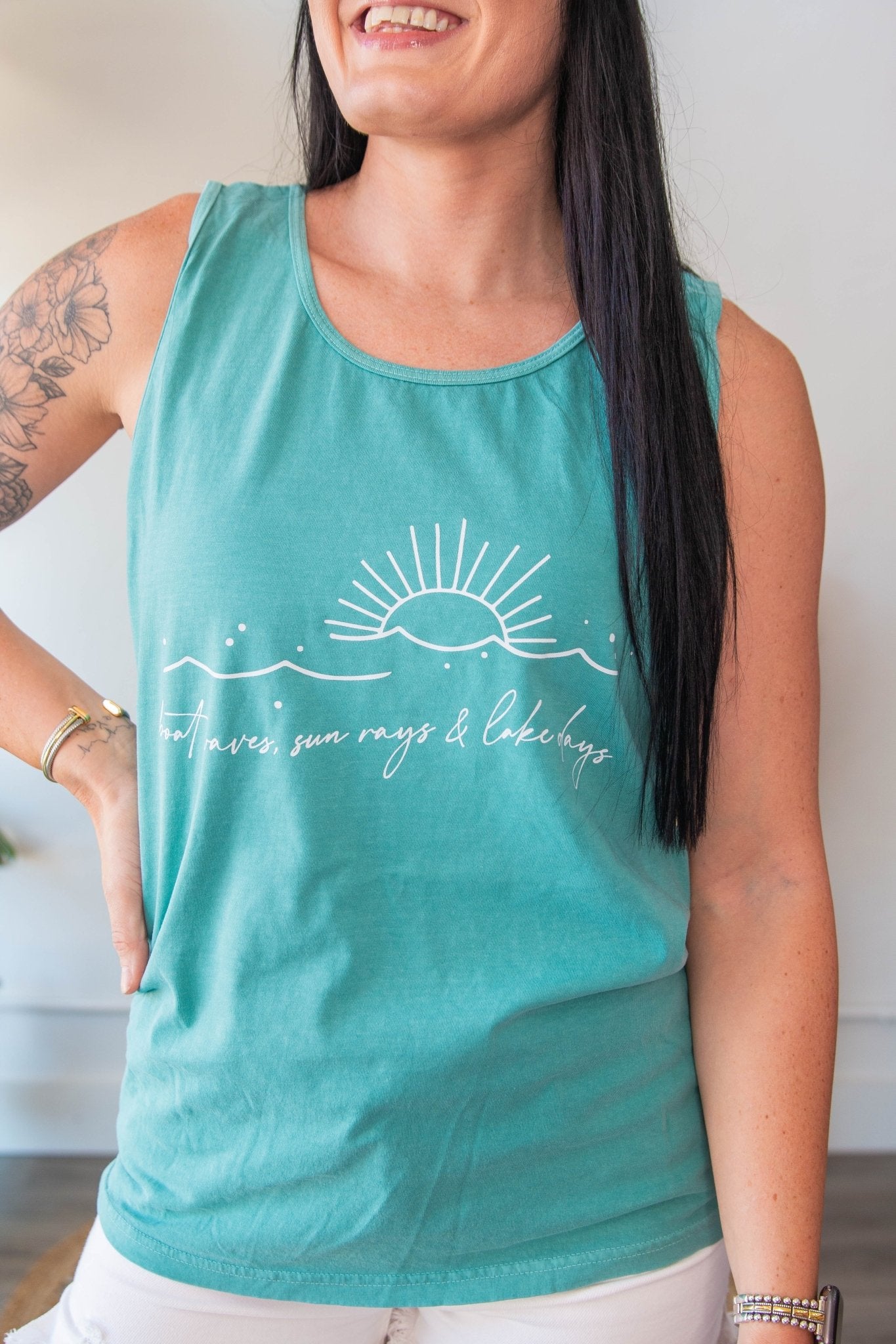 Boat Waves Graphic Tank - Southern Chic Tees & Boutique