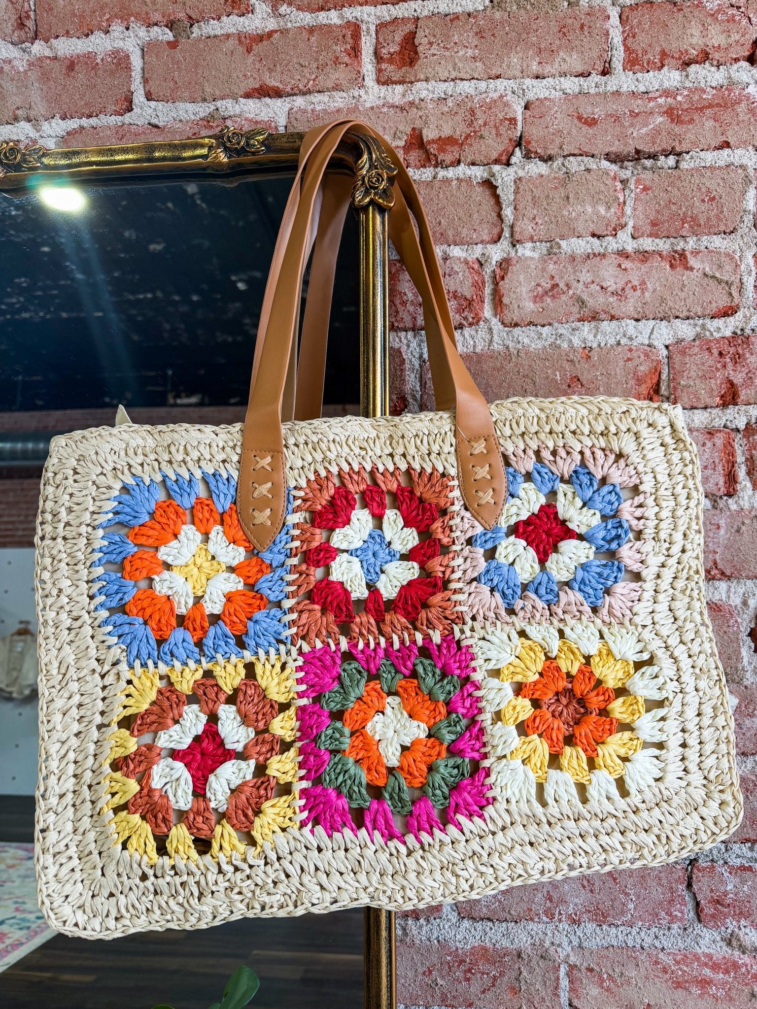 Boho Granny Square Bag | Hand - Knit Crochet Tote - Southern Chic Tees & Boutique