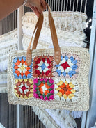 Boho Granny Square Bag | Hand - Knit Crochet Tote - Southern Chic Tees & Boutique