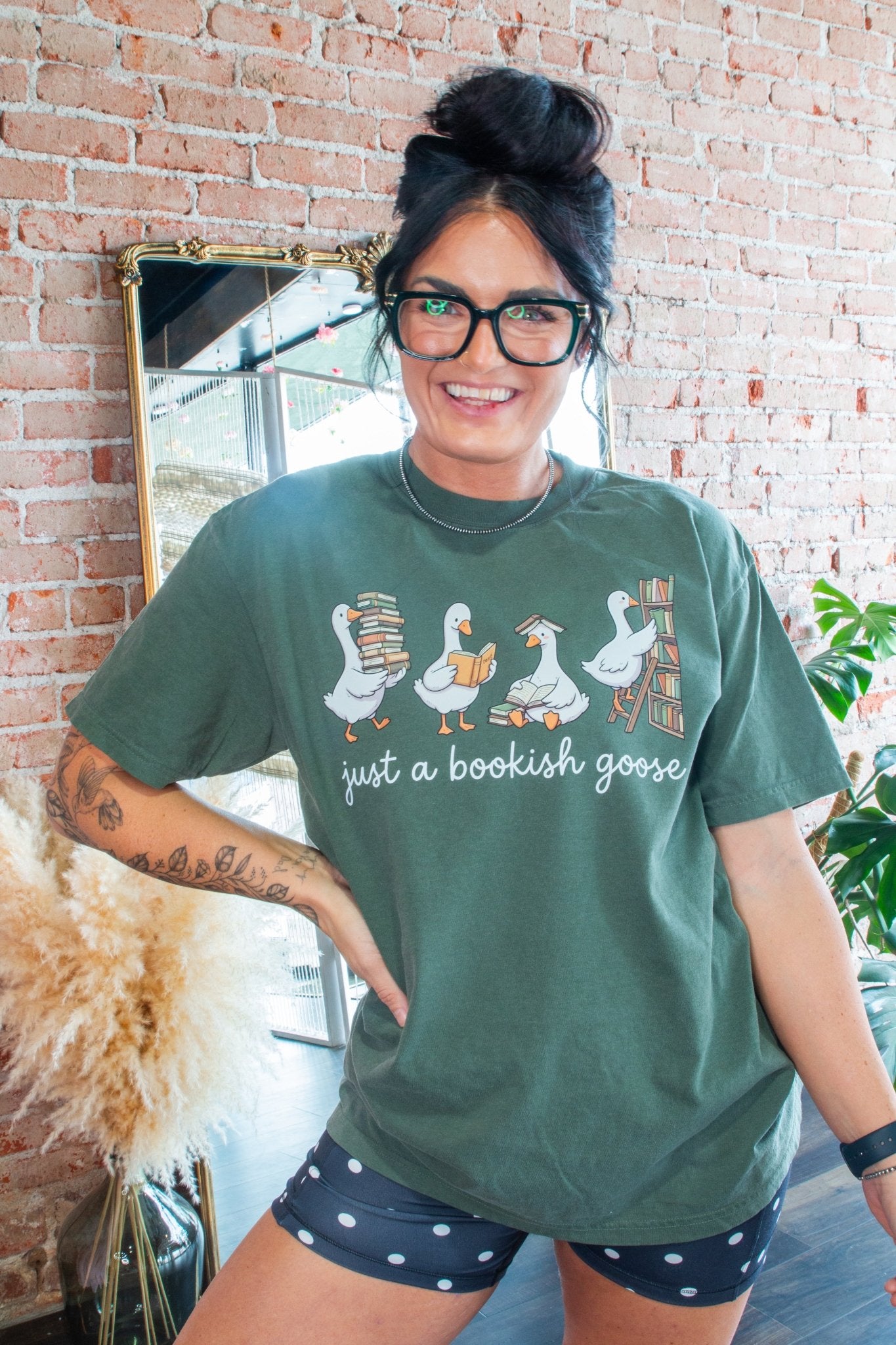 Bookish Goose Comfort Colors Tee - Whimsical Reader Graphic Shirt - Southern Chic Tees & Boutique
