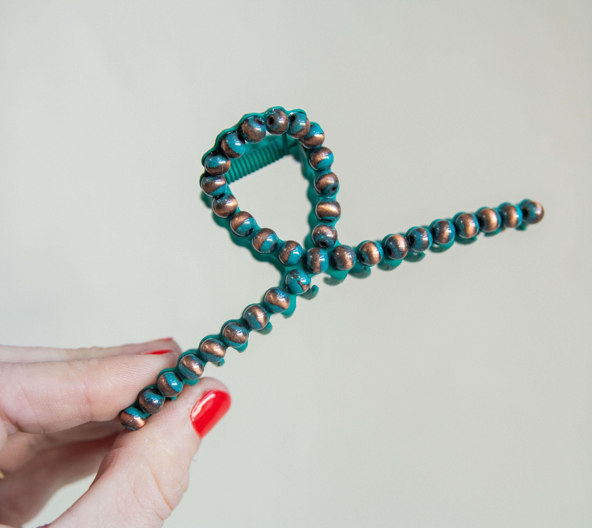 Bronzed Turquoise Pearl Metal Claw Clip - Southern Chic Tees & Boutique