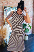 Brown Stripe Henley Midi Dress - Southern Chic Tees & Boutique