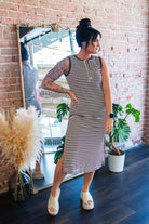 Brown Stripe Henley Midi Dress - Southern Chic Tees & Boutique
