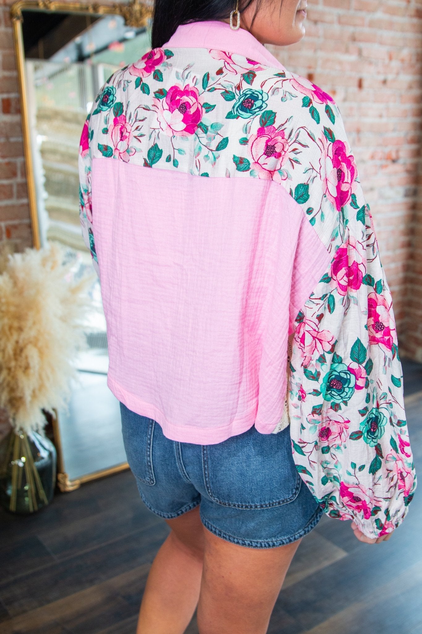 Candy Pink Patchwork Button Up - Southern Chic Tees & Boutique