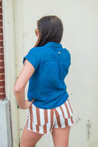 Chambray Button Down Blouse - Southern Chic Tees & Boutique